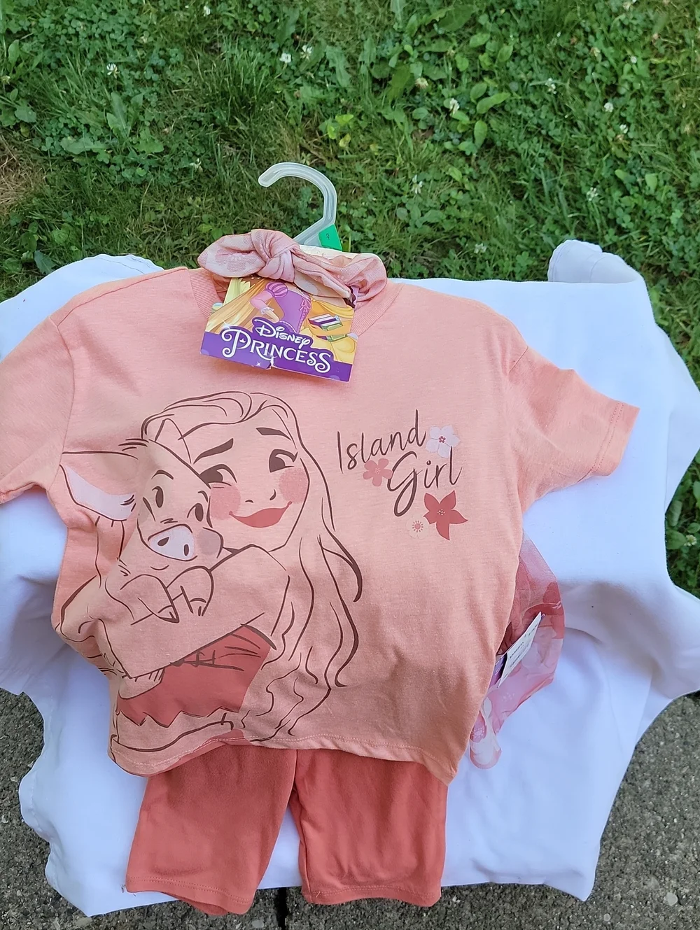 Disney Princess Island Girl Pink Peach 4 Piece Outfit Set  Mohana NWT
